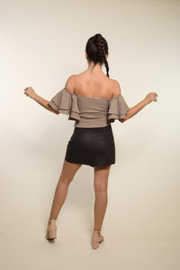 Dark Chocolate Mini Skirt With Asymmetrical Detail